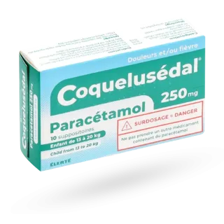 Coquelusédal paracétamol 250 mg enfant 13 à 20 kg 10 suppositoires