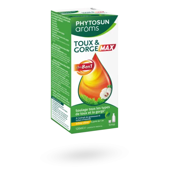 Sirop toux et gorge MAX Phytosun arôms 8 en 1 arôme citron 120 ml