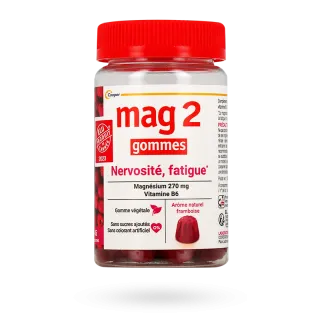 Mag 2 Nervosité & Fatigue magnésium vitamine B6 framboise 45 gommes