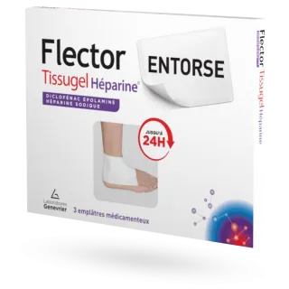 Flector Tissugel Héparine entorse 3 emplâtres Diclofénac épolamine