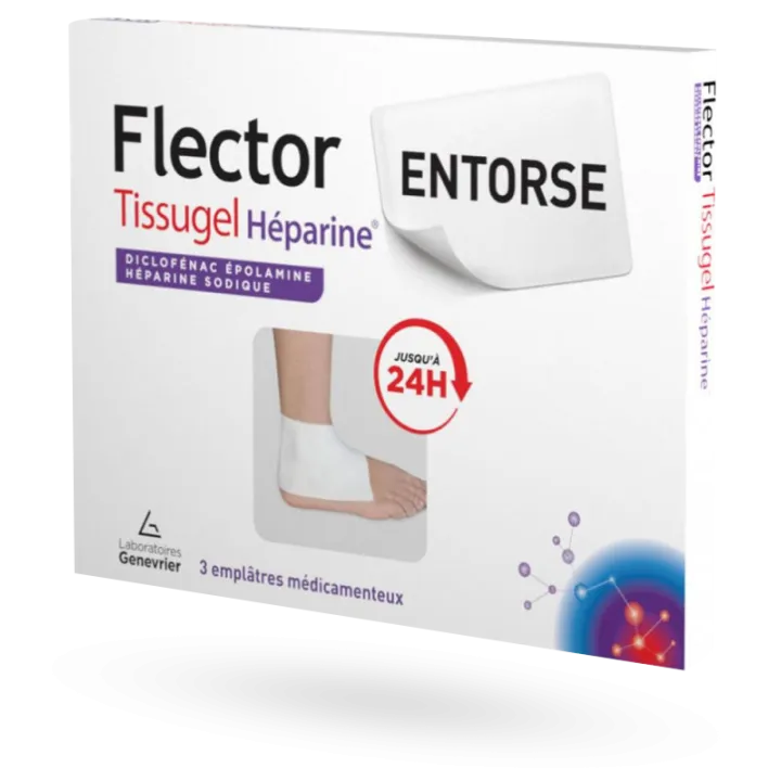 Flector Tissugel Héparine entorse 3 emplâtres Diclofénac épolamine