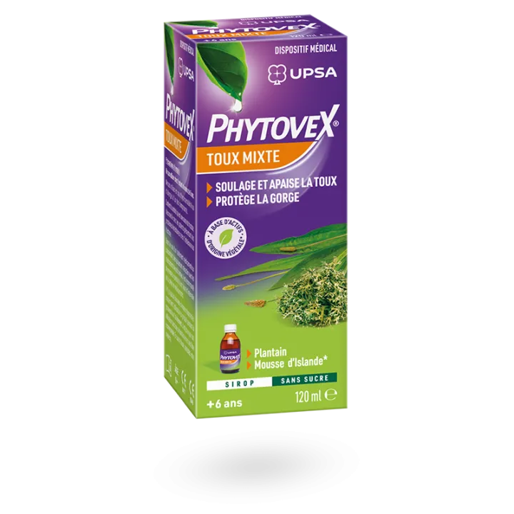 Phytovex sirop toux mixte UPSA sans sucre 120 ml
