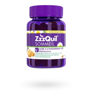 ZzzQuil Sommeil mélatonine 1 mg 30 gommes à mâcher mangue banane