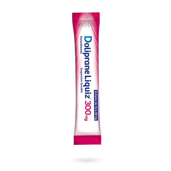 Doliprane Liquiz 300 mg paracétamol sans sucre enfants 12 sachets fraise