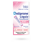 Doliprane Liquiz 200 mg sans sucre enfants - 12 sachets fraise