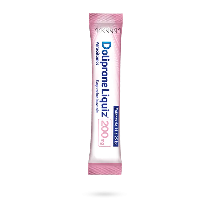 Doliprane Liquiz 200 mg paracétamol sans sucre enfants 12 sachets fraise