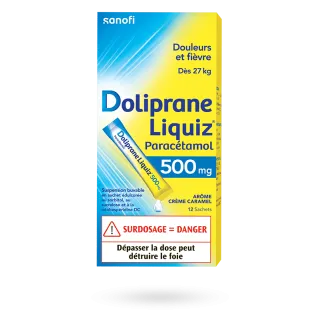 Doliprane Liquiz 500 mg paracétamol douleurs et fièvre 12 sachets