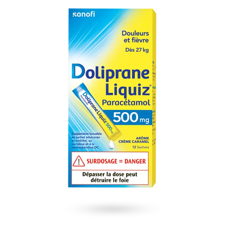 Doliprane Liquiz 500 mg paracétamol douleurs et fièvre 12 sachets