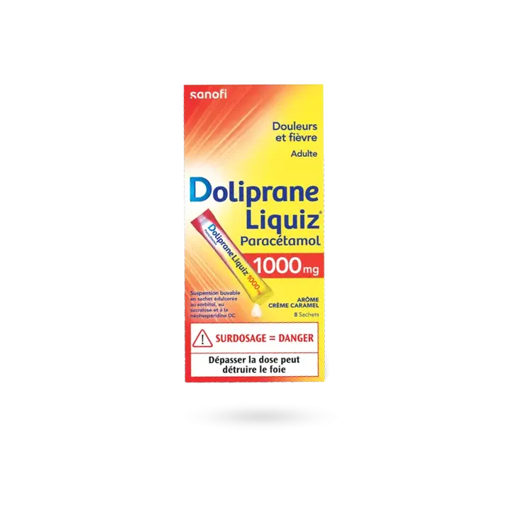 Doliprane Liquiz 1000 mg paracétamol douleurs et fièvre 8 sachets