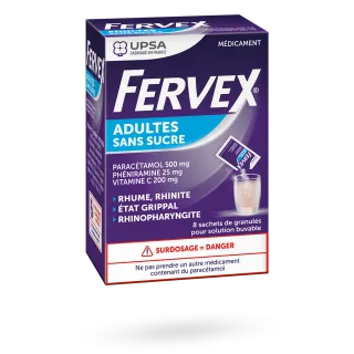 Fervex adultes sans sucre rhume état grippal 8 sachets