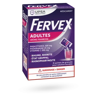 Fervex adultes framboise UPSA boite de 8 sachets - Rhume, état grippal