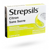Strepsils Citron sans sucre - 24 pastilles à sucer