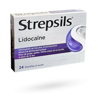 Strepsils lidocaïne maux de gorge aphtes 24 ou 36 pastilles à sucer