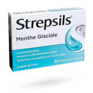 Strepsils menthe glaciale maux de gorge 24 pastilles à sucer Strepsils menthe glaciale maux de gorge 24 pastilles à sucer