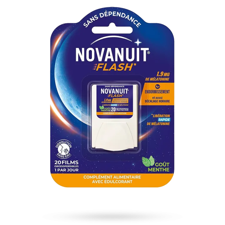 Novanuit Flash 1,9 mg mélatonine 20 films orodispersibles menthe
