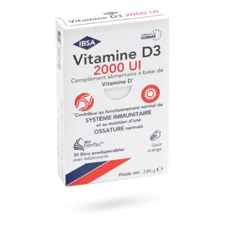 Vitamine D3 2000 UI FilmTec IBSA 30 films orodispersibles orange
