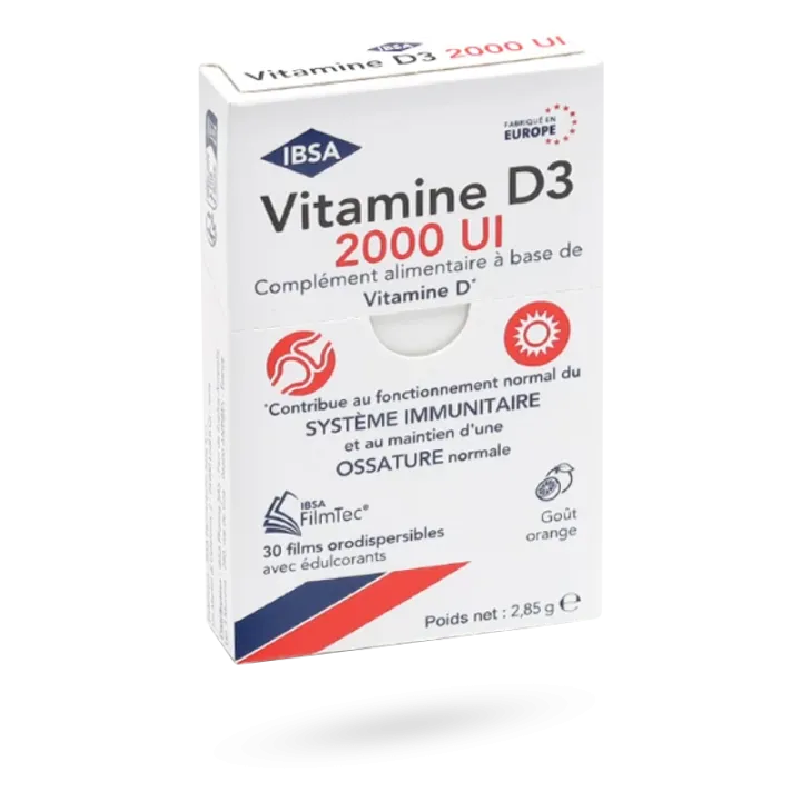 Vitamine D3 2000 UI FilmTec IBSA 30 films orodispersibles orange