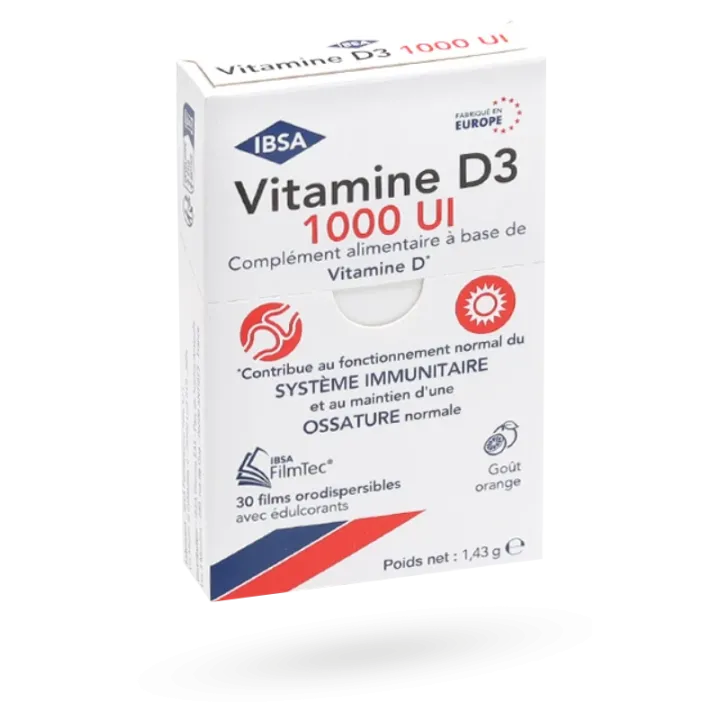 Vitamine D3 1000 UI FilmTec IBSA - 30 films orodispersibles orange