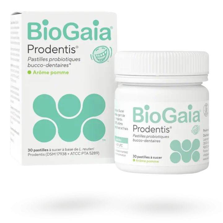 Biogaïa Prodentis pastilles probiotiques bucco-dentaires 30 pastilles pomme