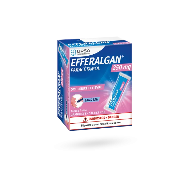 Efferalgan paracétamol 250 mg granulés fraise 10 sachets
