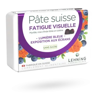 Pâte suisse Fatigue visuelle Lehning 40 gommes myrtille sans sucre