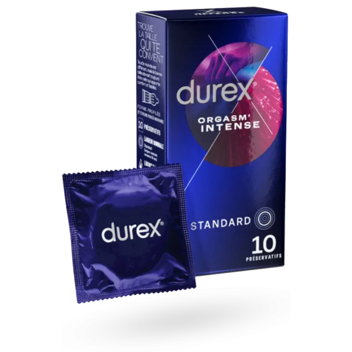Durex Orgasm'Intense préservatifs avec gel stimulant vaginal 10 préservatifs
