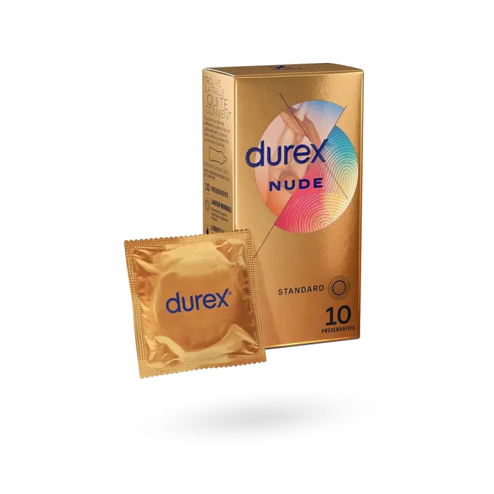Durex Nude standard préservatifs sensation peau contre peau 10 préservatifs