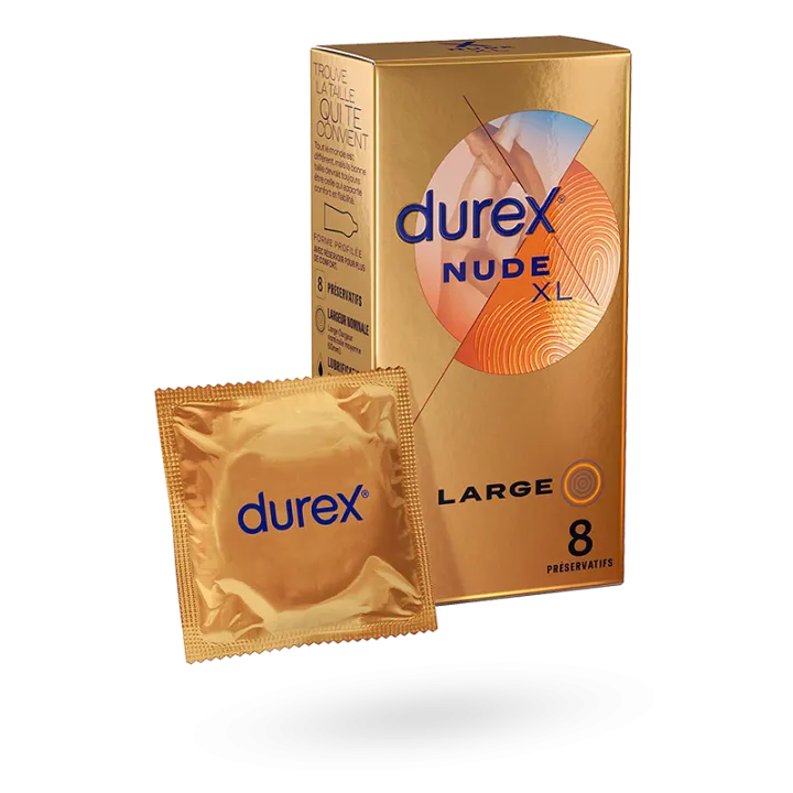 Durex Nude XL préservatifs larges sensations maximales 8 préservatifs