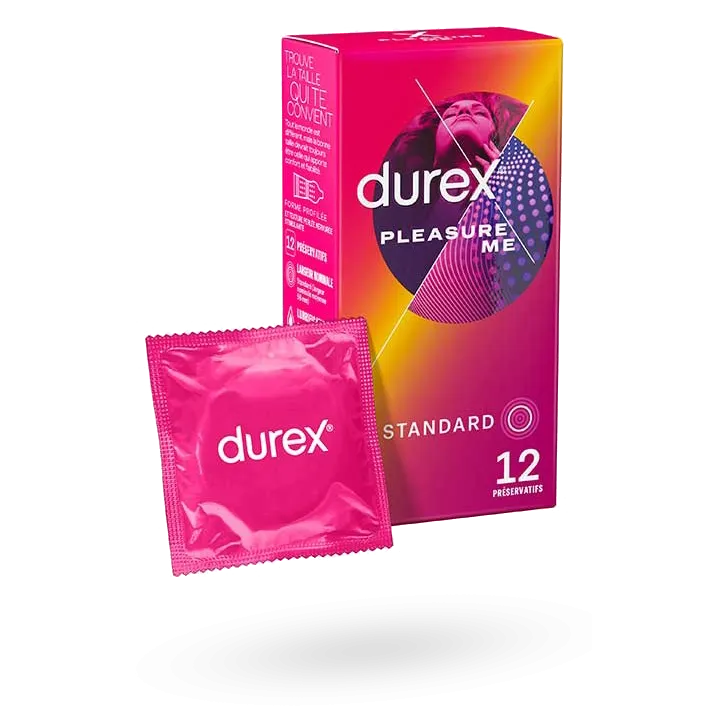 Durex Pleasure Me préservatifs perlés nervurés stimulants 12 préservatifs
