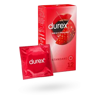 Durex Sexy Fraise préservatifs standards goût fraise 12 préservatifs