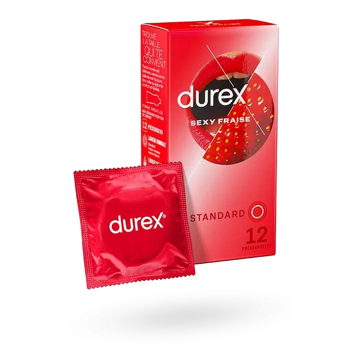 Durex Sexy Fraise préservatifs standards goût fraise 12 préservatifs
