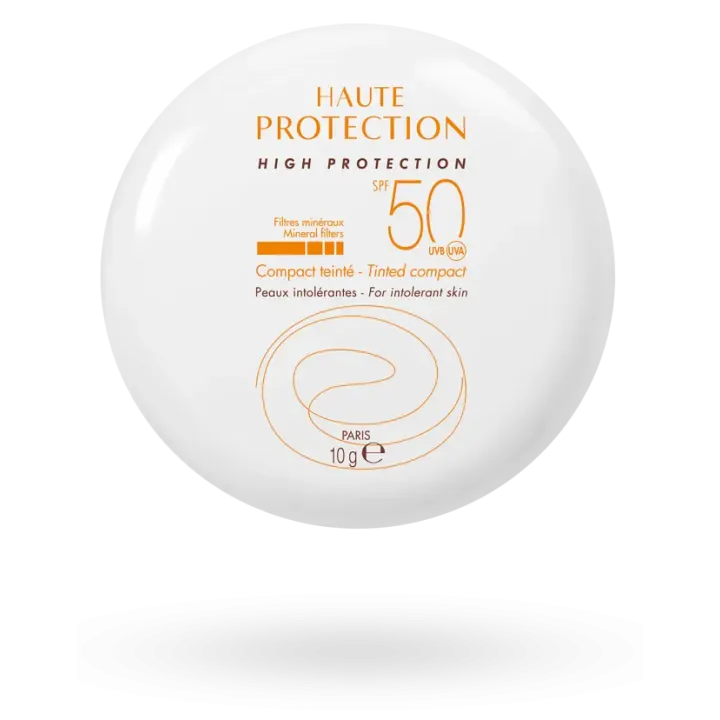 Compact teinté solaire minéral SPF 50 Avène peaux intolérantes doré ou sable