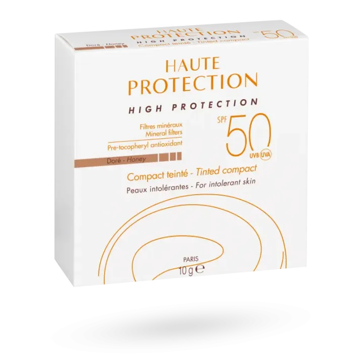 Compact teinté solaire minéral SPF 50 Avène peaux intolérantes doré ou sable