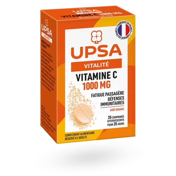Vitamine C UPSA Vitalité 1000 mg 20 comprimés effervescents à l'orange