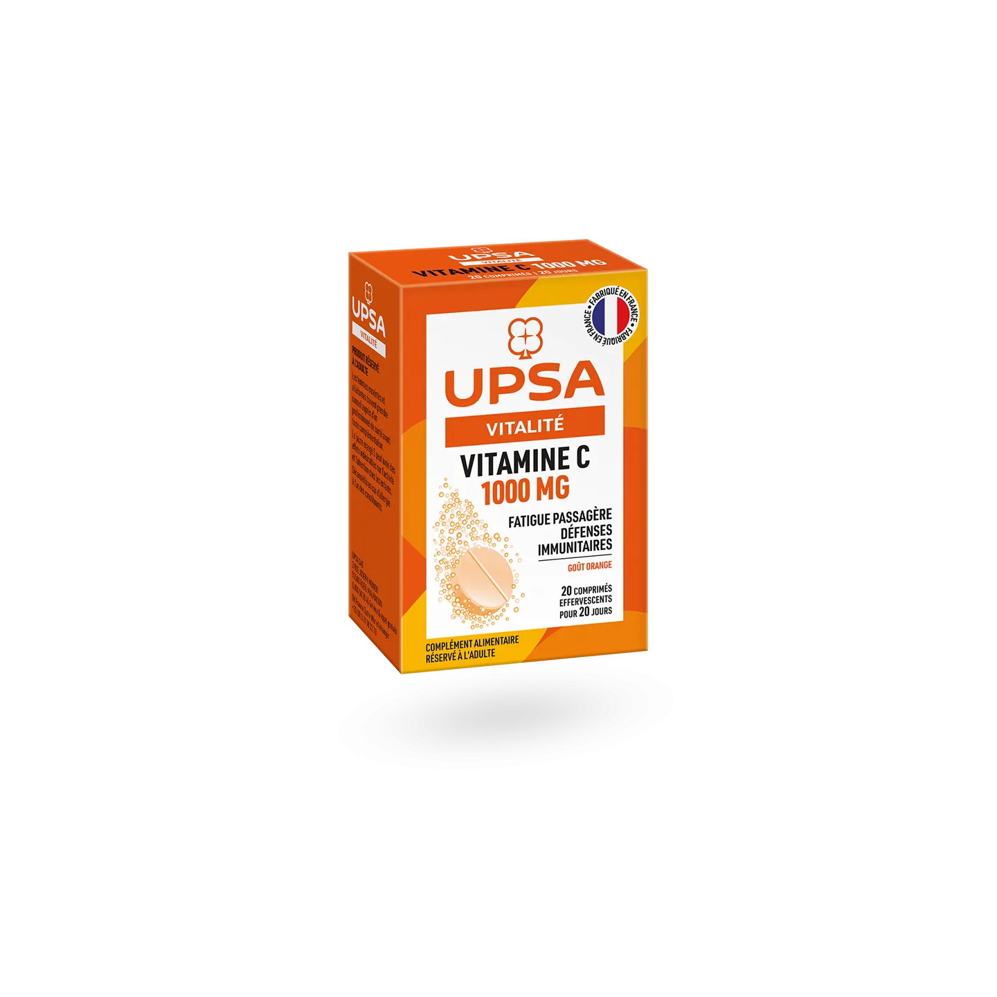 UPSA Vitalité - Vitamine C 1000mg Comprimés Effervescents - Boîte De 2x10 - Adulte - Neuf Sous Blister