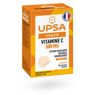 Vitamine C UPSA Vitalité 500 mg orange sans sucre 30 comprimés à croquer