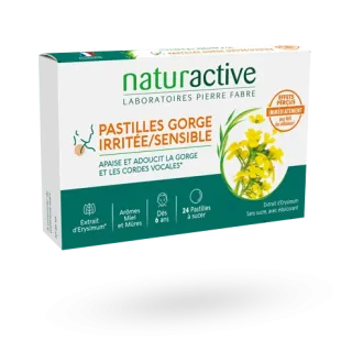 Naturactive gorges irritées/sensibles 24 pastilles miel & mûres
