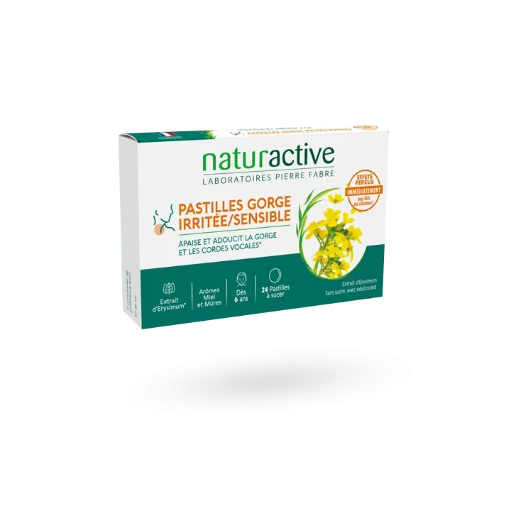 Naturactive gorges irritées/sensibles 24 pastilles miel & mûres