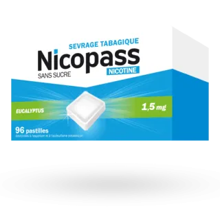 Nicopass 1,5 mg eucalyptus sans sucre 96 pastilles