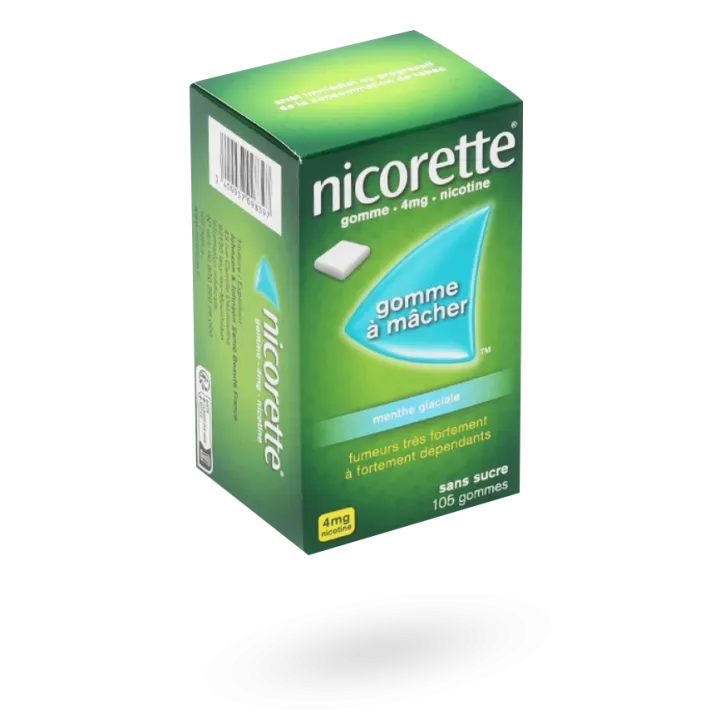 Nicorette 4 mg menthe glaciale 105 gommes à mâcher sans sucre