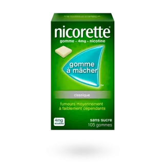 Nicorette 4 mg classique 105 gommes à mâcher sans sucre