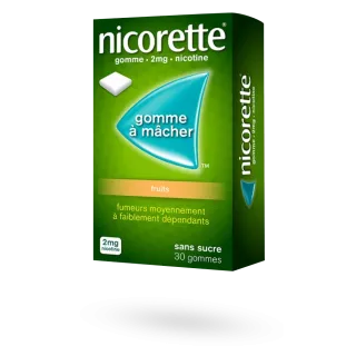 Nicorette 2 mg fruits 30, 105 et 210 gommes à mâcher sans sucre