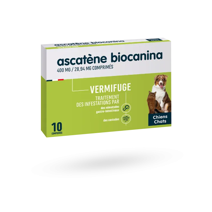 Biocanina Ascatène 400 mg vermifuge chiens et chats 10 comprimés