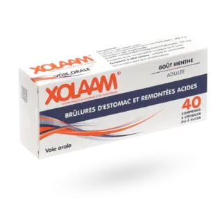 Xolaam brûlures d'estomac remontées acides 40 comprimés menthe