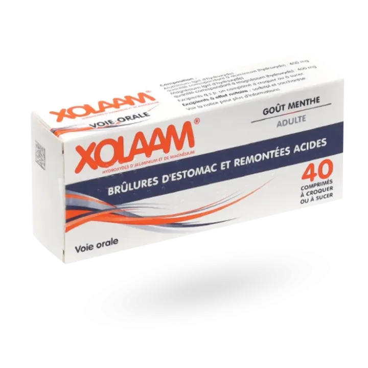 Xolaam brûlures d'estomac remontées acides 40 comprimés menthe