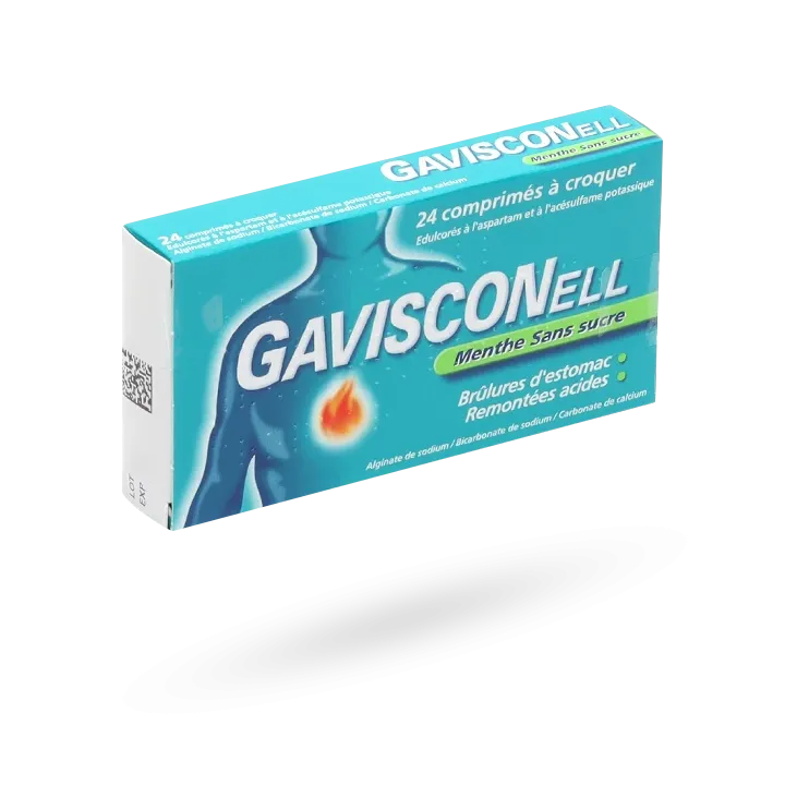 Gavisconell menthe sans sucre 24 comprimés à croquer