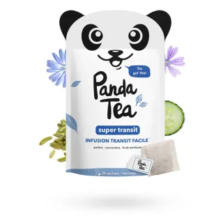 Panda Tea Super Transit infusions BIO détox 28 sachets concombre fruits exotiques