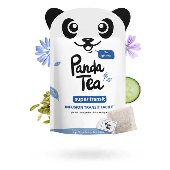 Panda Tea Super Transit infusions BIO détox 28 sachets concombre fruits exotiques