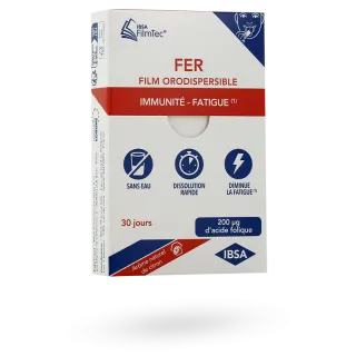 Fer 200 µg acide folique FilmTec IBSA 30 films orodispersibles citron