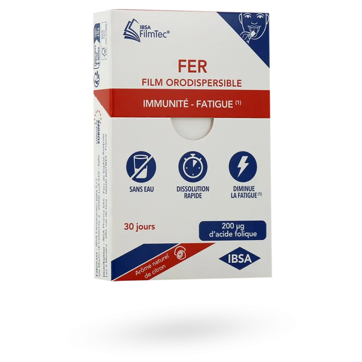 Fer 200 µg acide folique FilmTec IBSA 30 films orodispersibles citron